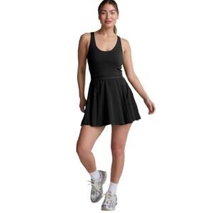 BEYOND YOGA Women's Score Pleated Dress XS Black Sleeveless Interior Shorts NWT